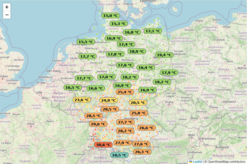 Aktuelle Wetterbeobachtungen in Deutschland