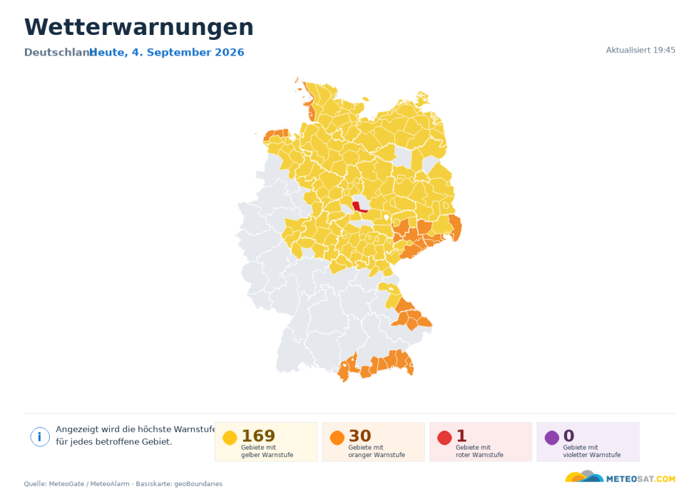 Aktuelle Wetterwarnungen für Deutschland