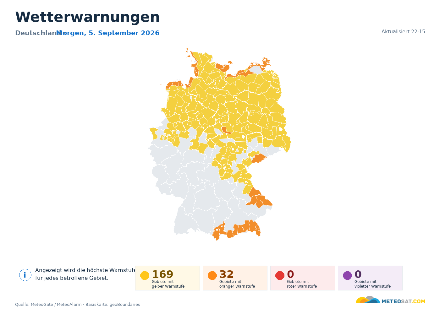 Karte der Wetterwarnungen in Deutschland
