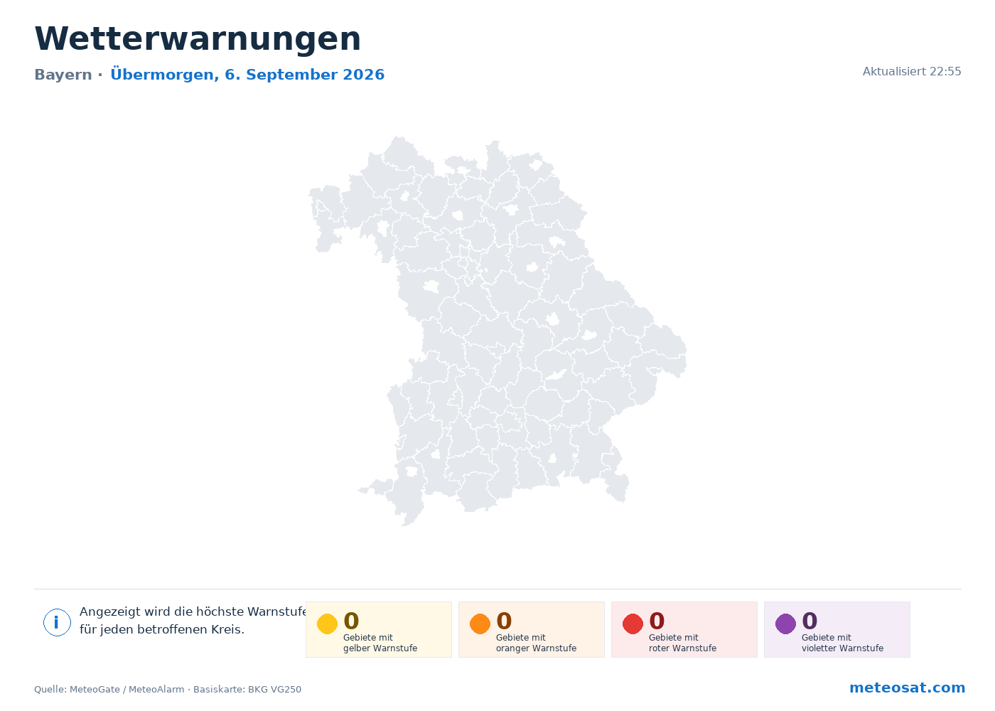 Karte der Wetterwarnungen für Bayern