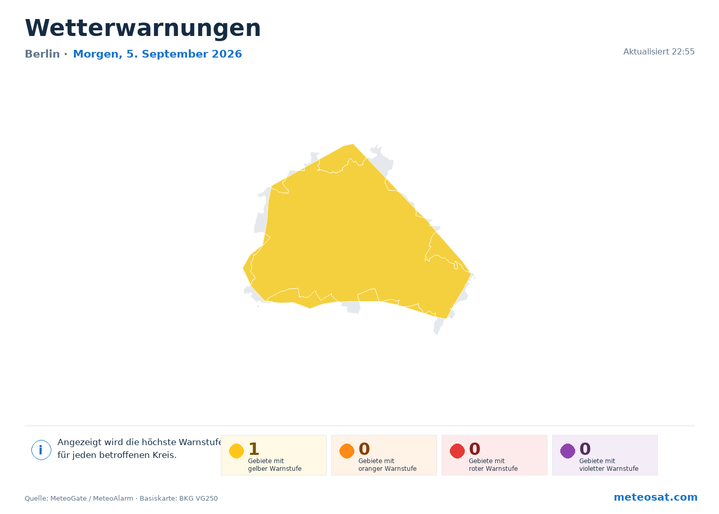Karte der Wetterwarnungen für Berlin