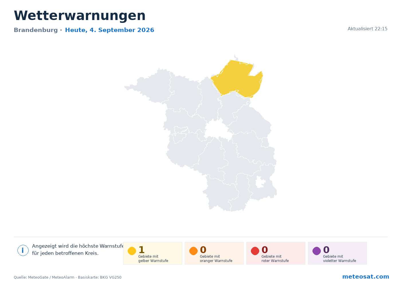 Karte der Wetterwarnungen für Brandenburg