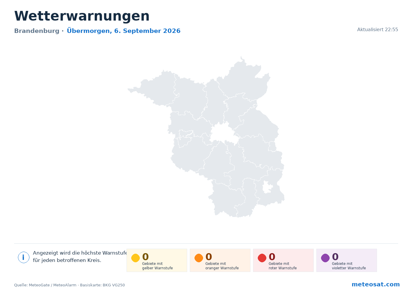 Karte der Wetterwarnungen für Brandenburg