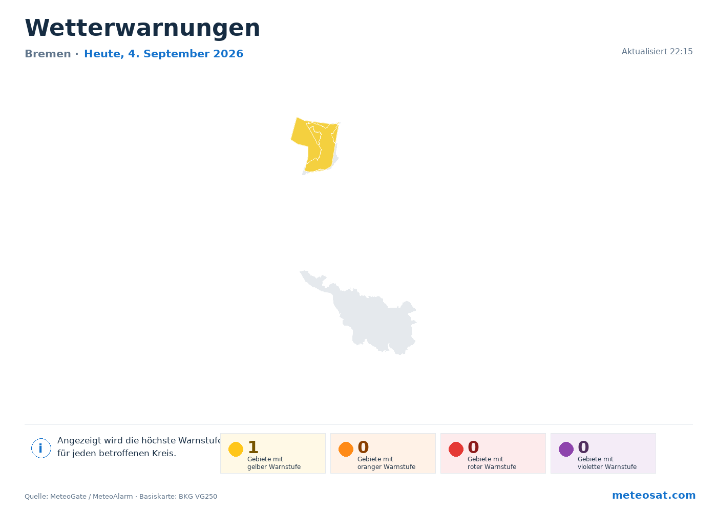 Karte der Wetterwarnungen für Bremen