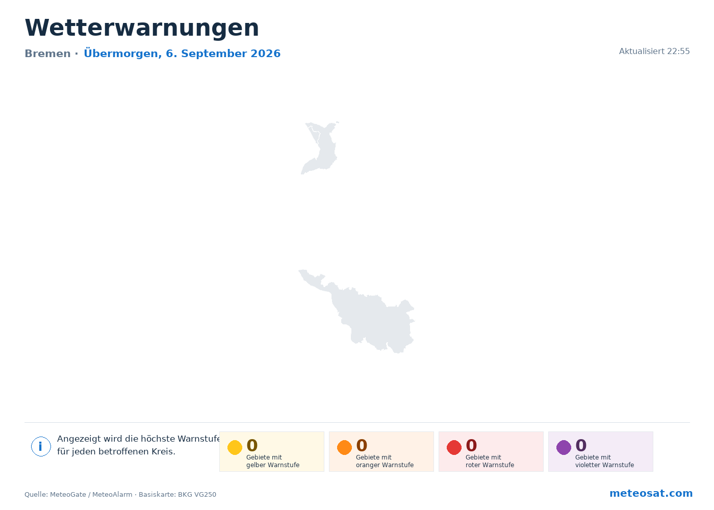 Karte der Wetterwarnungen für Bremen