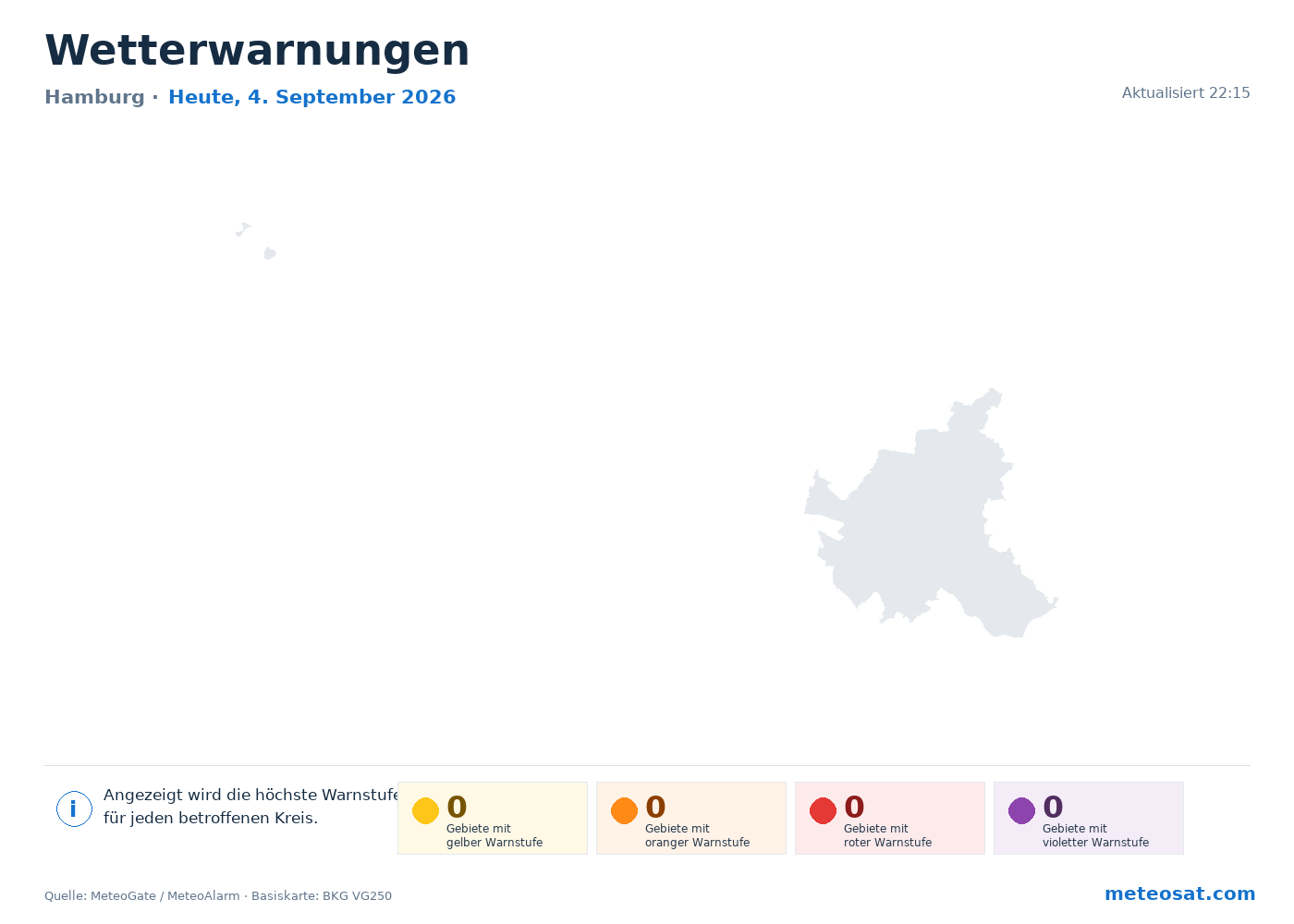 Karte der Wetterwarnungen für Hamburg