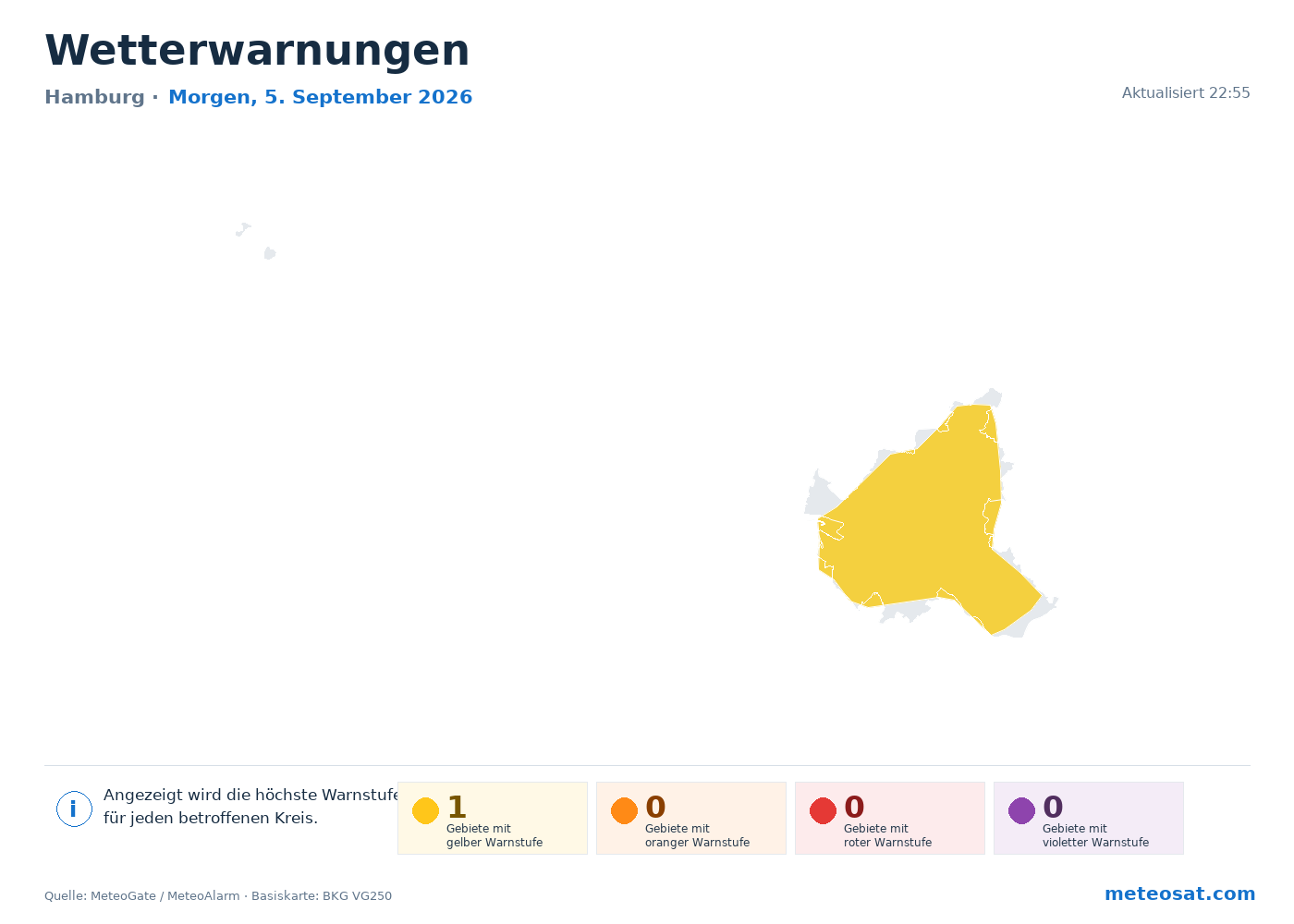 Karte der Wetterwarnungen für Hamburg