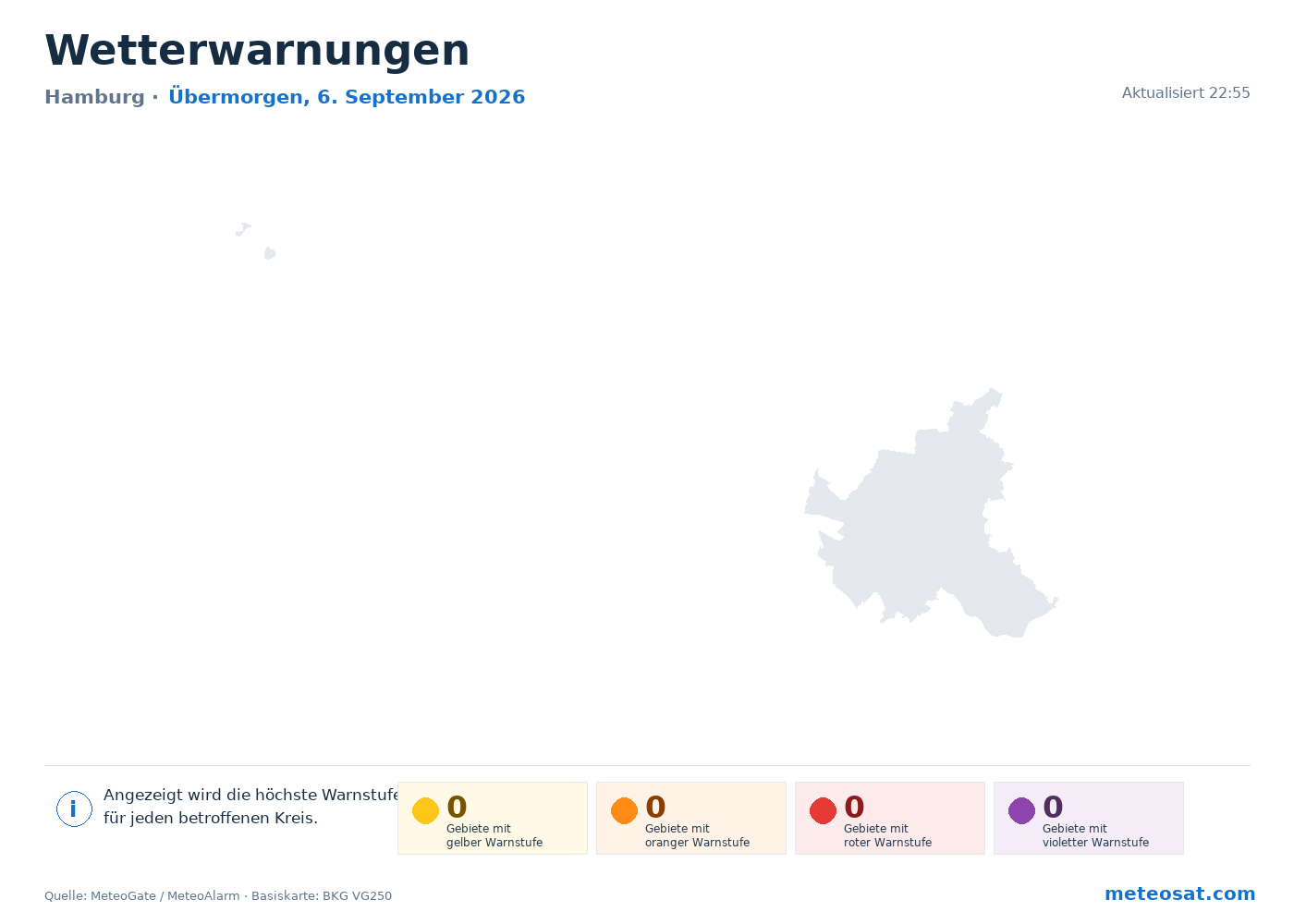 Karte der Wetterwarnungen für Hamburg