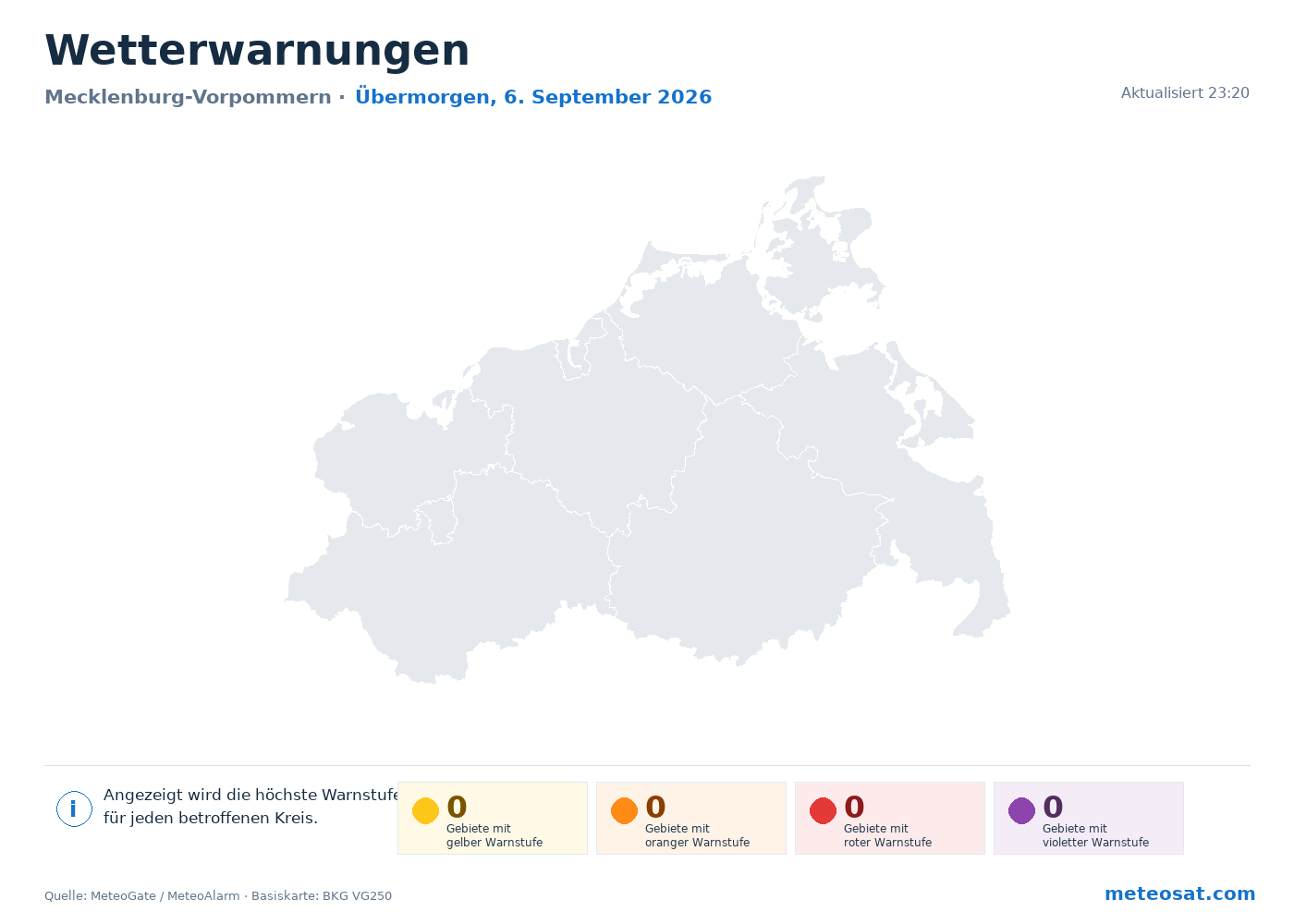 Karte der Wetterwarnungen für Mecklenburg-Vorpommern