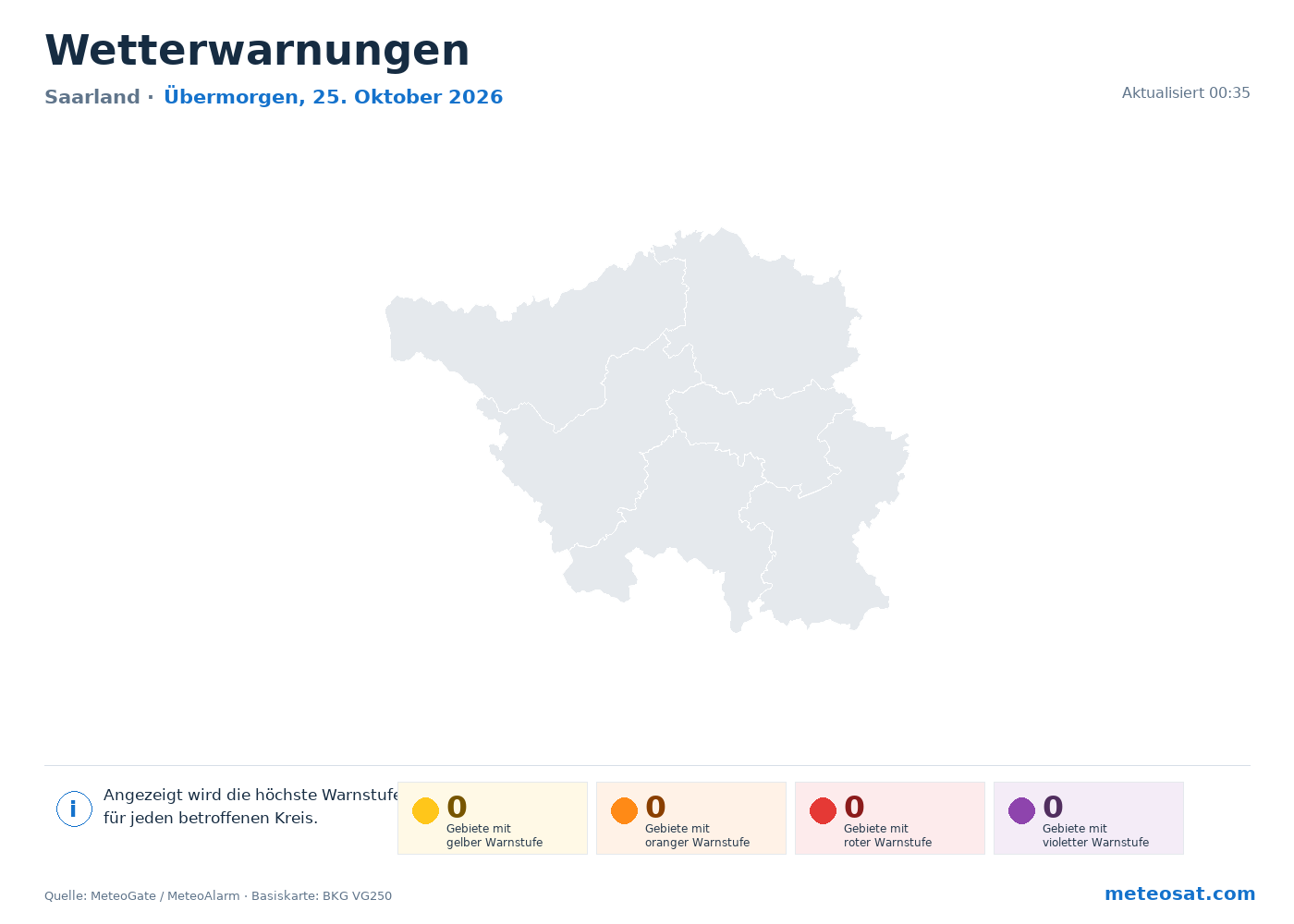 Karte der Wetterwarnungen für Saarland