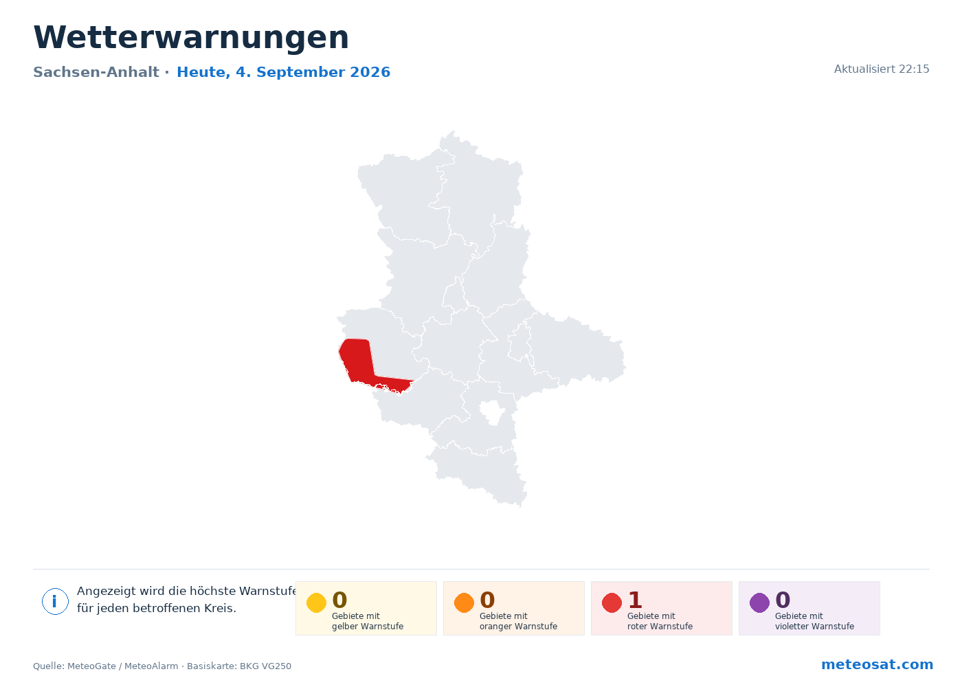 Karte der Wetterwarnungen für Sachsen-Anhalt