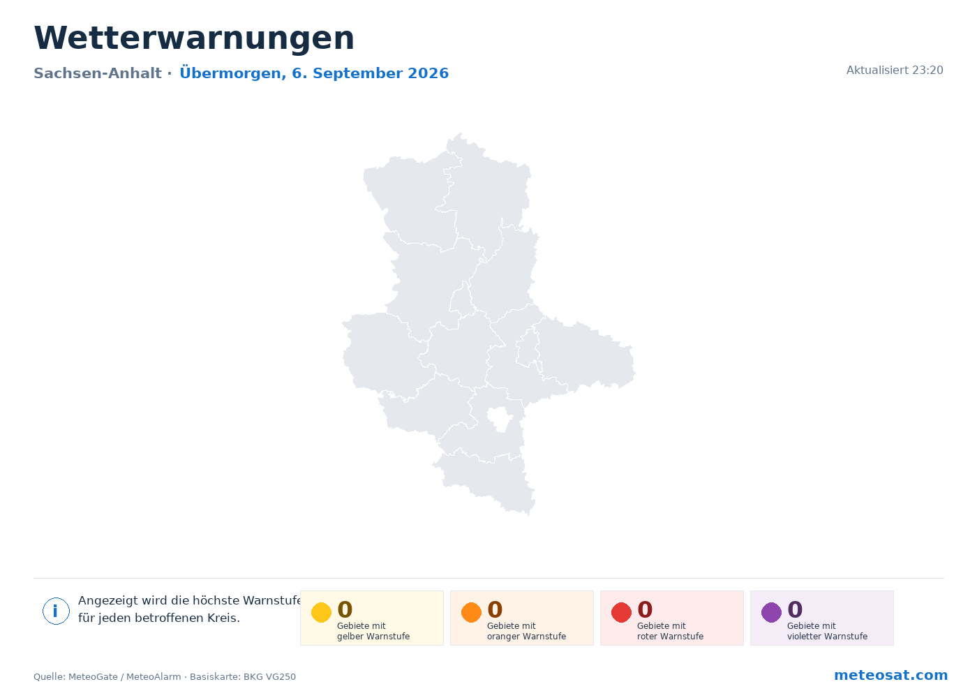 Karte der Wetterwarnungen für Sachsen-Anhalt