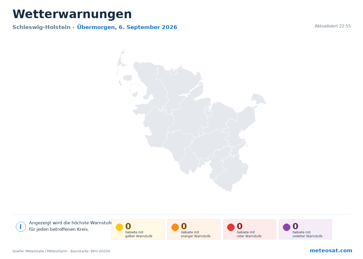 Karte der Wetterwarnungen für Schleswig-Holstein