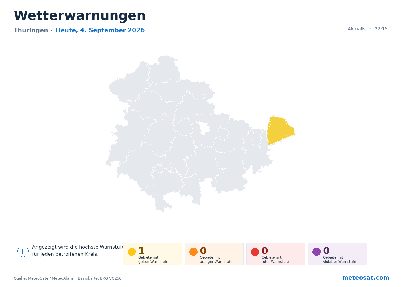 Karte der Wetterwarnungen für Thüringen