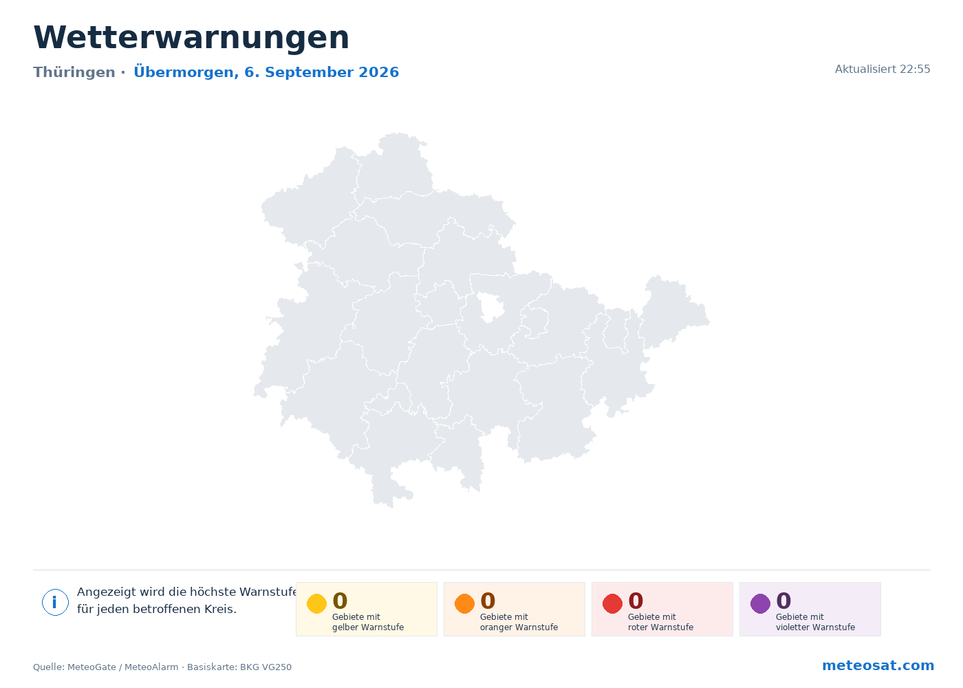 Karte der Wetterwarnungen für Thüringen