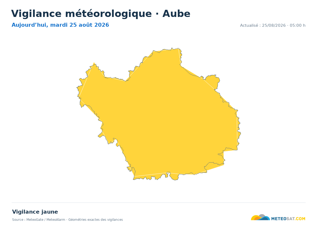 Carte de Vigilance météorologique dans Aube