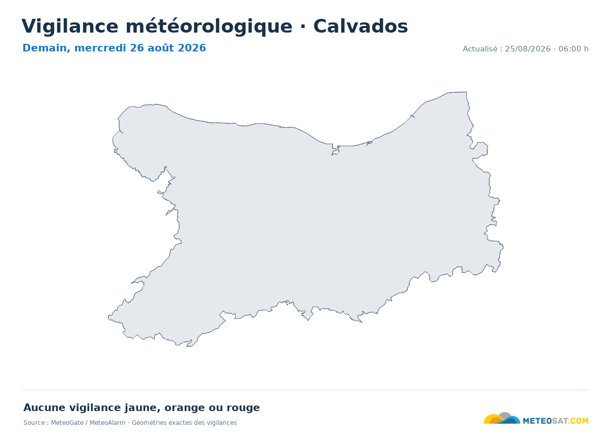 Carte de Vigilance météorologique dans Calvados