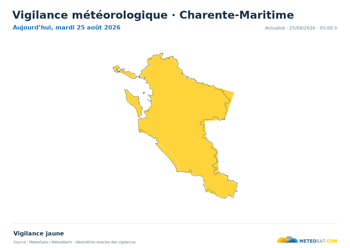 Carte de Vigilance météorologique dans Charente-Maritime
