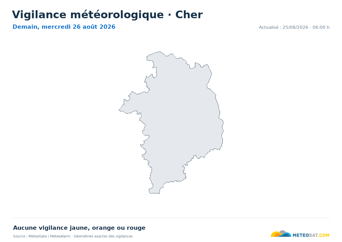 Carte de Vigilance météorologique dans Cher