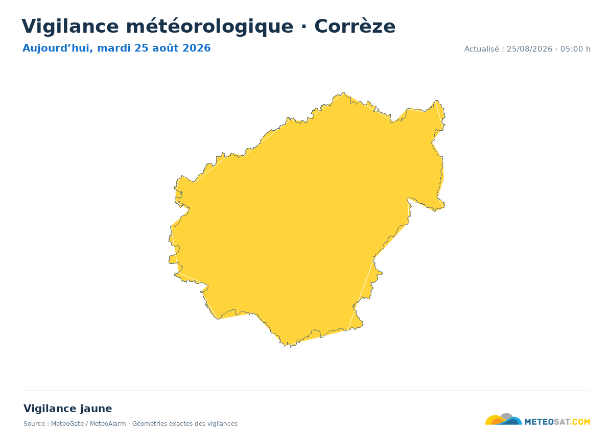 Carte de Vigilance météorologique dans Corrèze