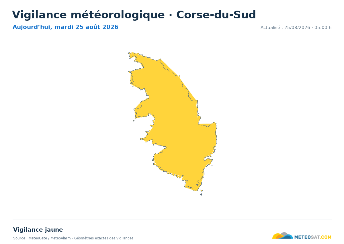 Carte de Vigilance météorologique dans Corse-du-Sud