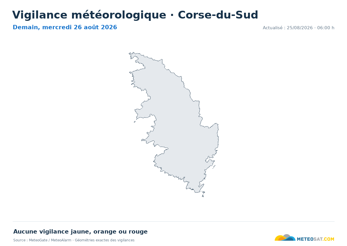 Carte de Vigilance météorologique dans Corse-du-Sud