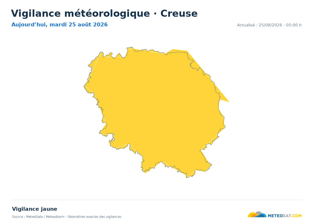 Carte de Vigilance météorologique dans Creuse
