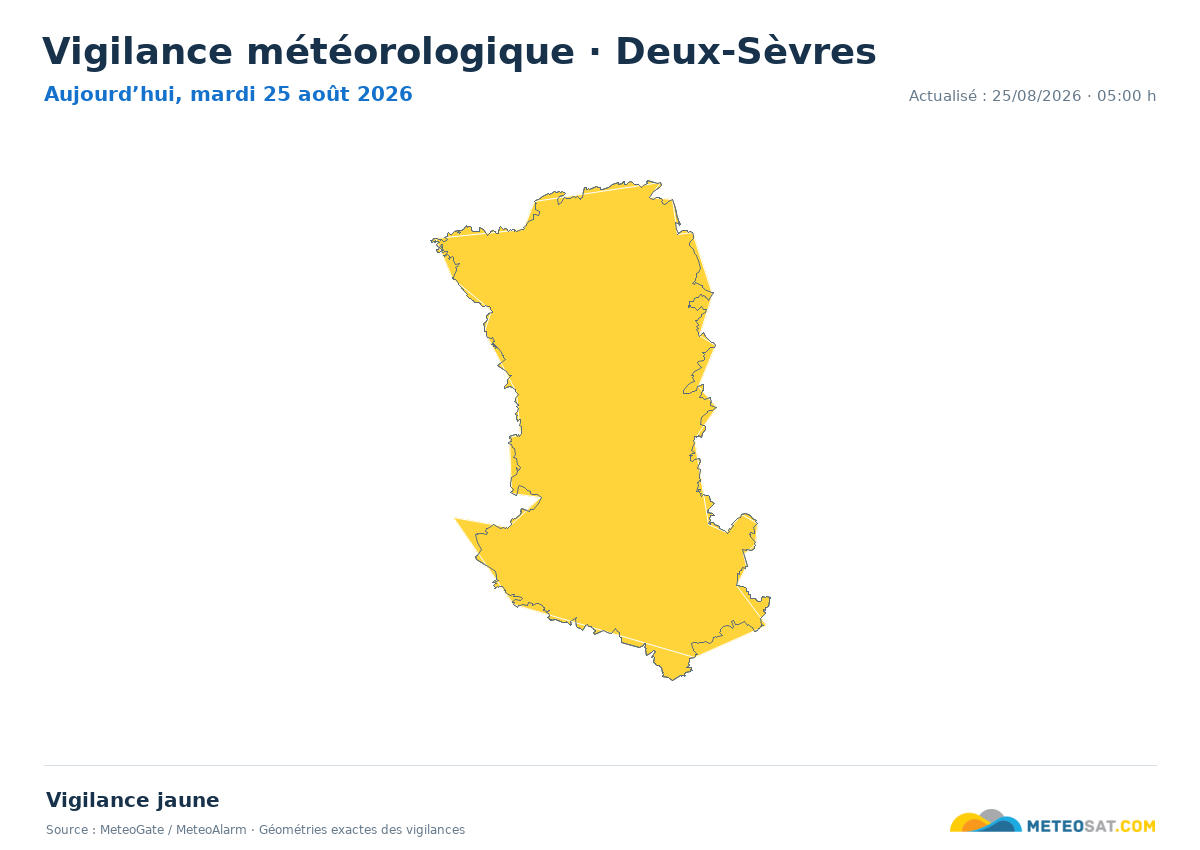 Carte de Vigilance météorologique dans Deux-Sèvres