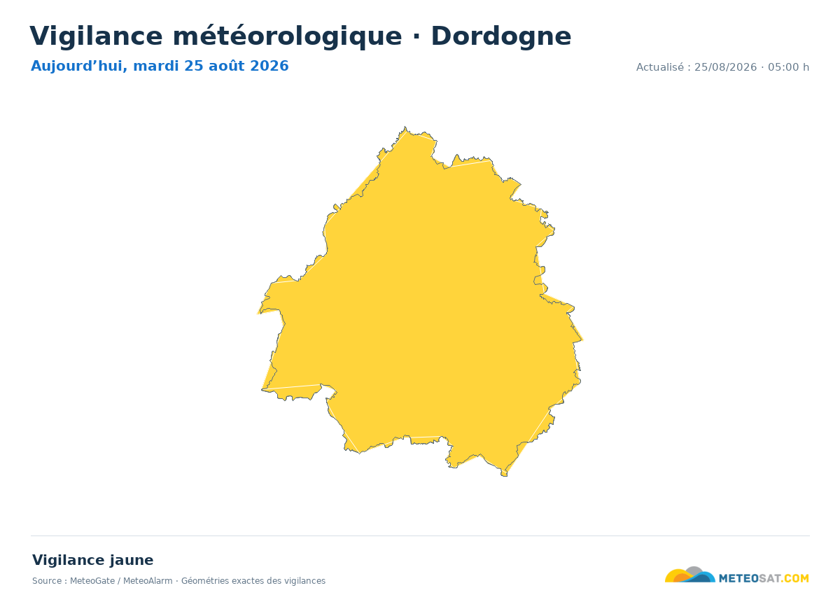 Carte de Vigilance météorologique dans Dordogne