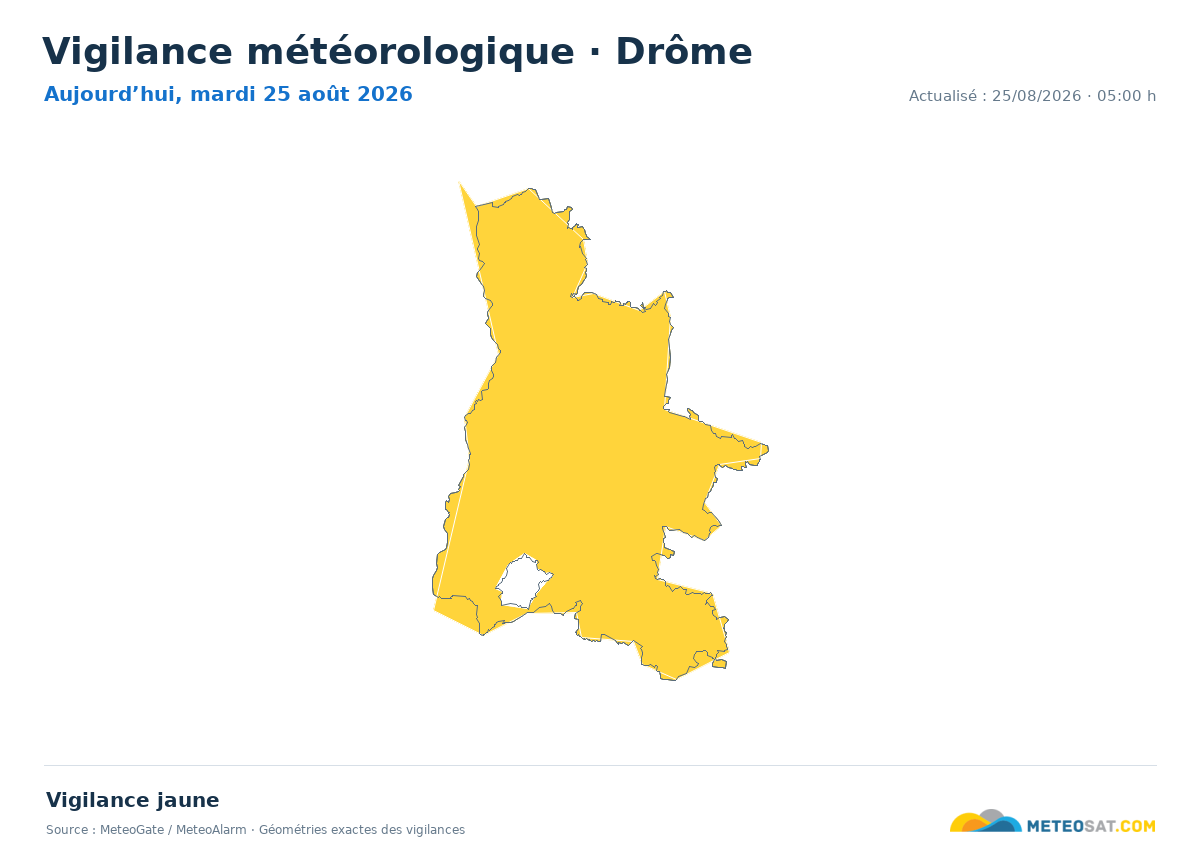 Carte de Vigilance météorologique dans Drôme