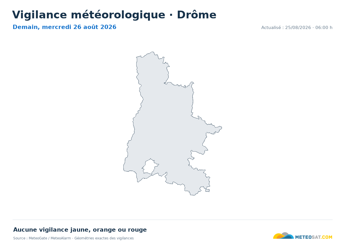 Carte de Vigilance météorologique dans Drôme