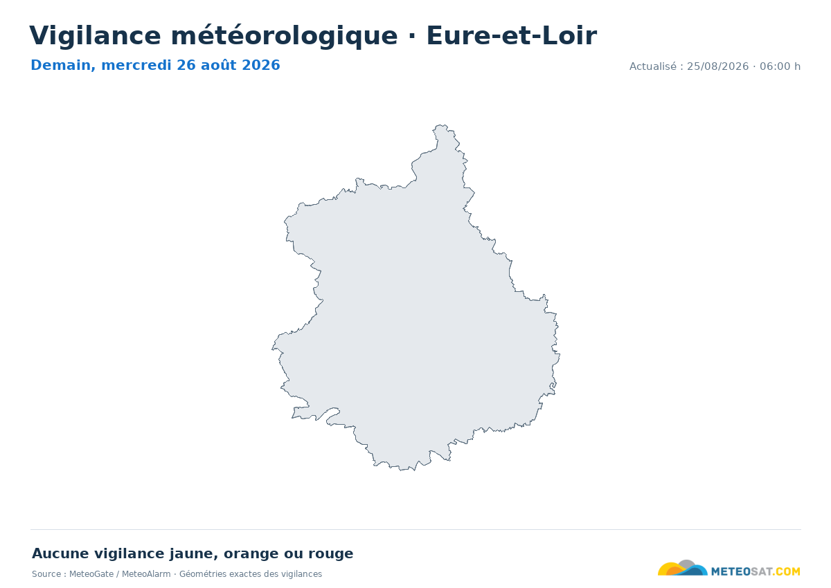 Carte de Vigilance météorologique dans Eure-et-Loir