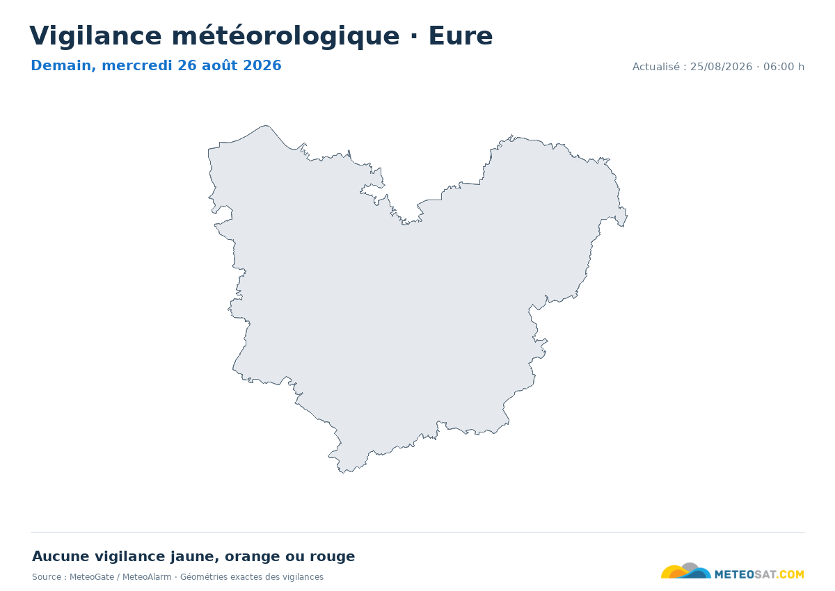 Carte de Vigilance météorologique dans Eure