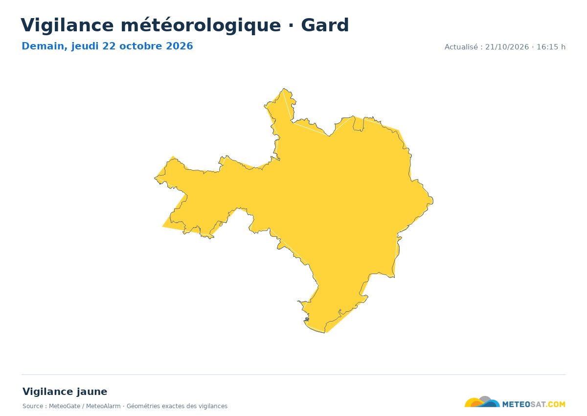 Vigilance météo en Gard demain | Meteosat