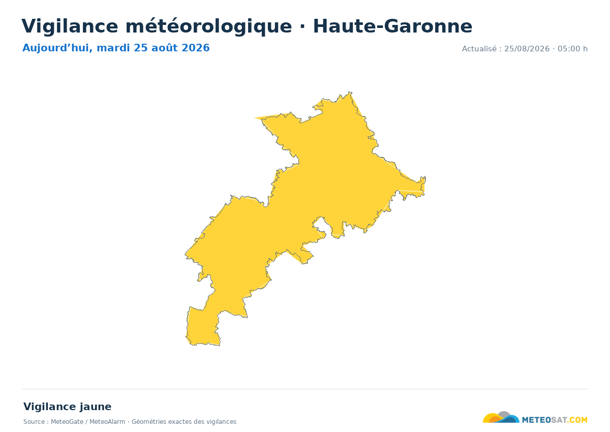 Carte de Vigilance météorologique dans Haute-Garonne