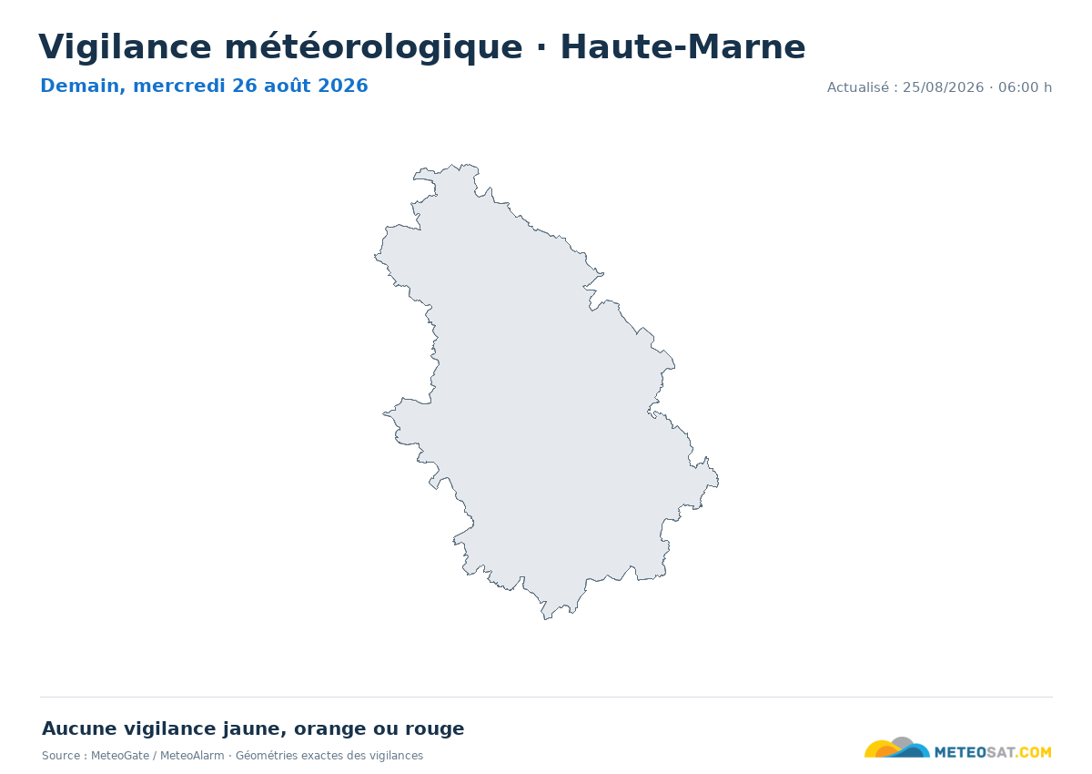 Carte de Vigilance météorologique dans Haute-Marne