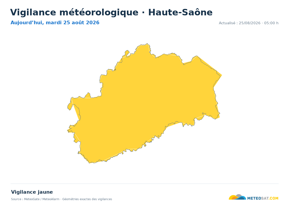 Carte de Vigilance météorologique dans Haute-Saône