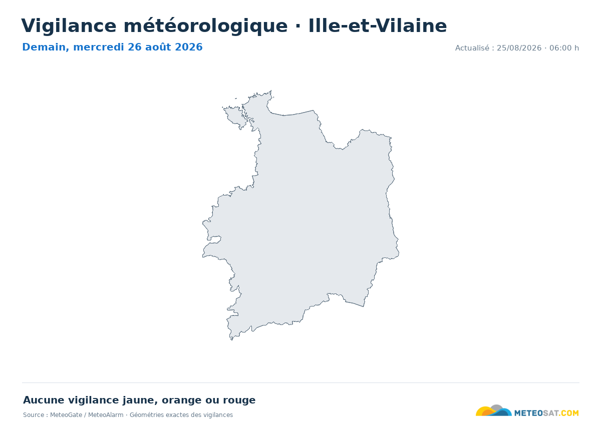Carte de Vigilance météorologique dans Ille-et-Vilaine