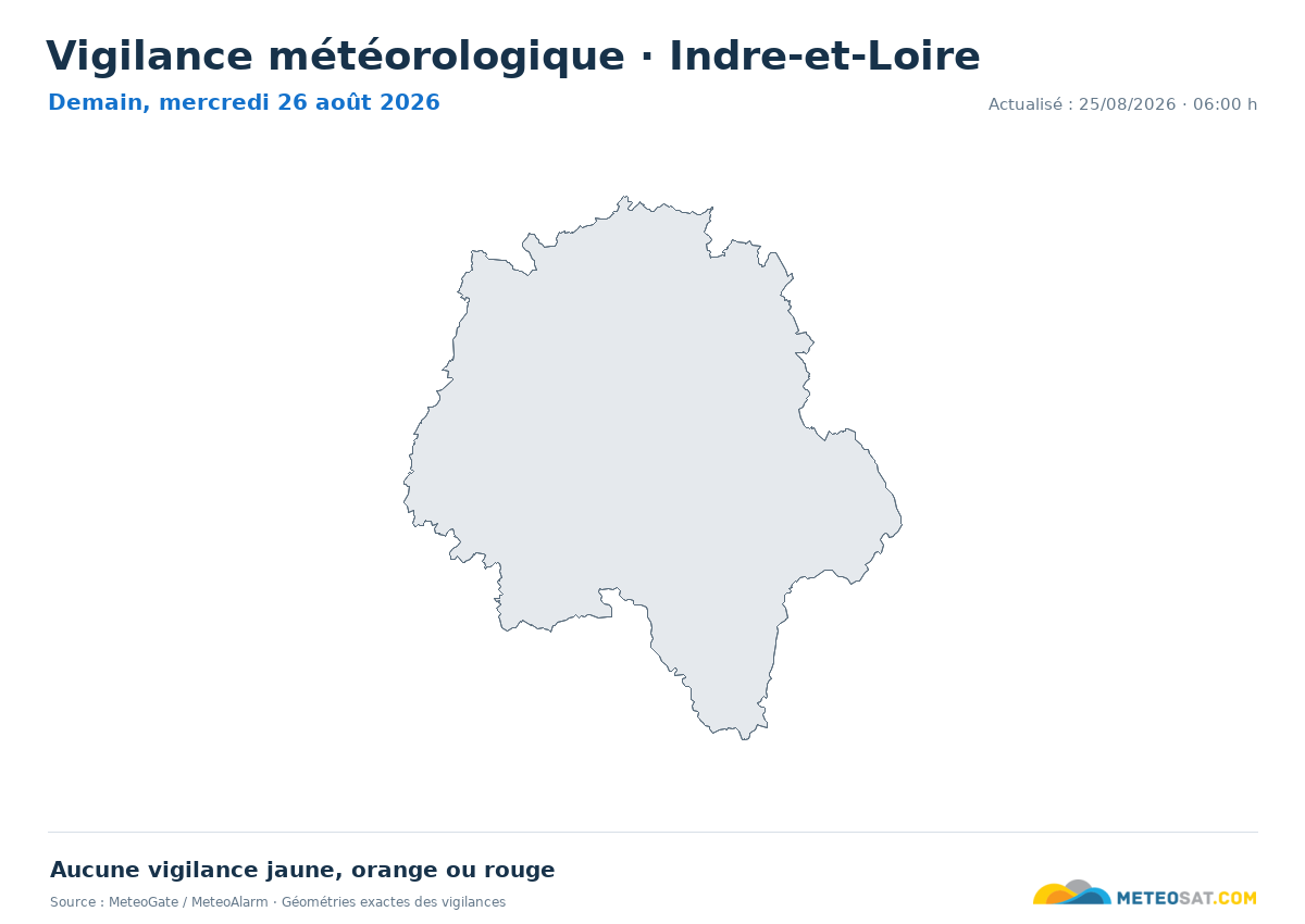 Carte de Vigilance météorologique dans Indre-et-Loire