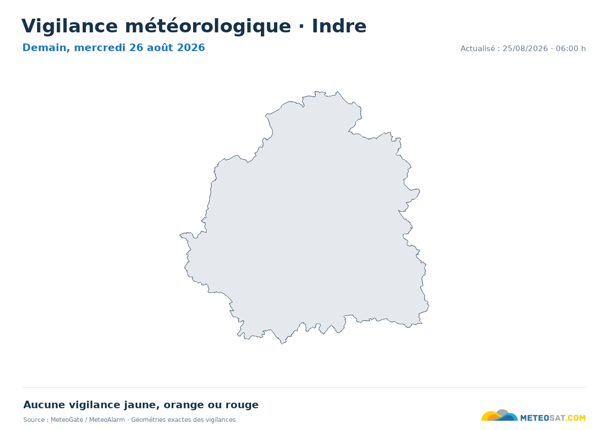Carte de Vigilance météorologique dans Indre