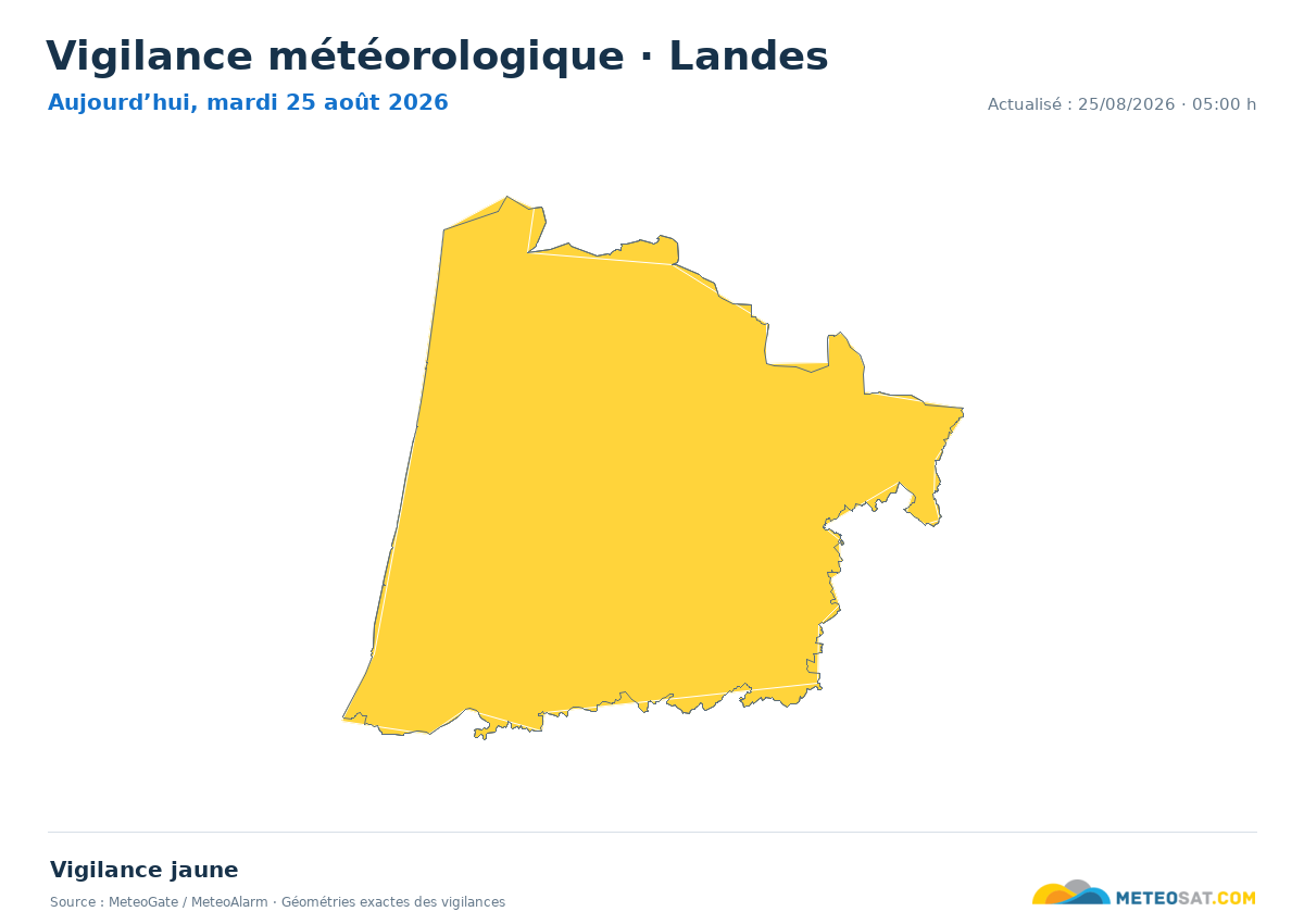 Carte de Vigilance météorologique dans Landes