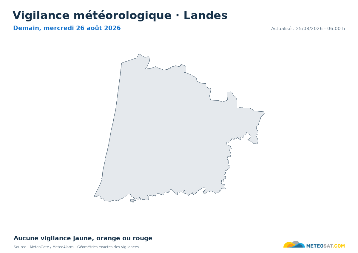 Carte de Vigilance météorologique dans Landes
