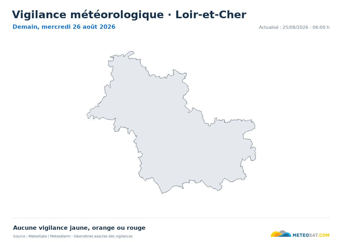Carte de Vigilance météorologique dans Loir-et-Cher