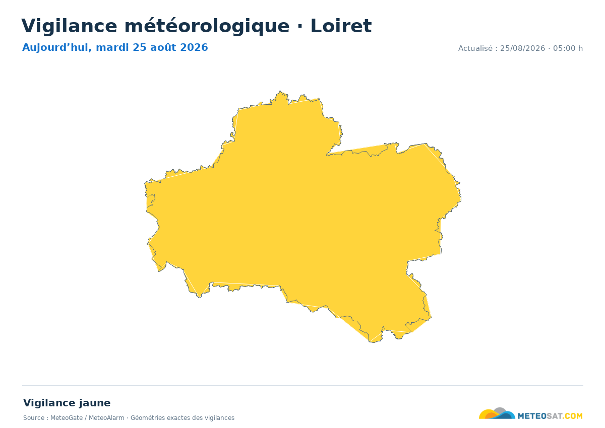 Carte de Vigilance météorologique dans Loiret