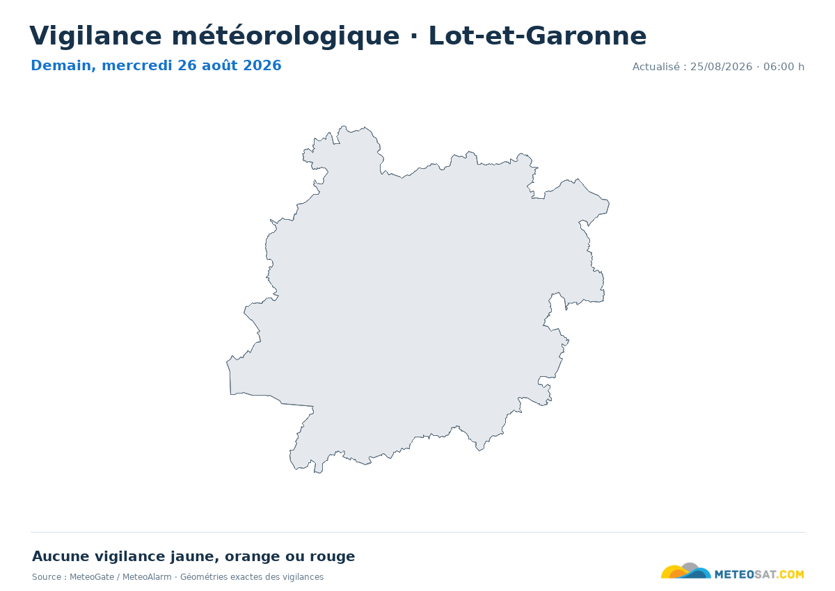 Carte de Vigilance météorologique dans Lot-et-Garonne