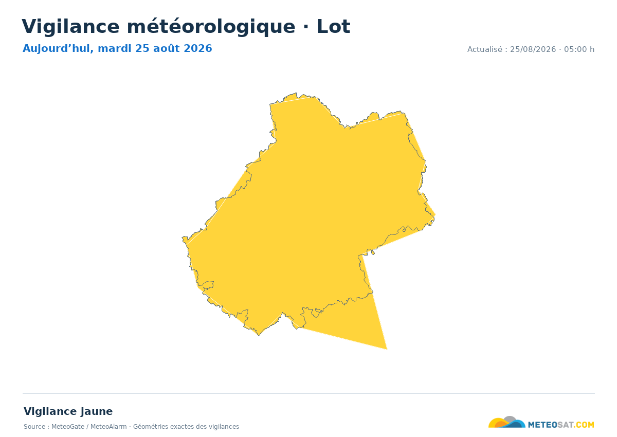 Carte de Vigilance météorologique dans Lot