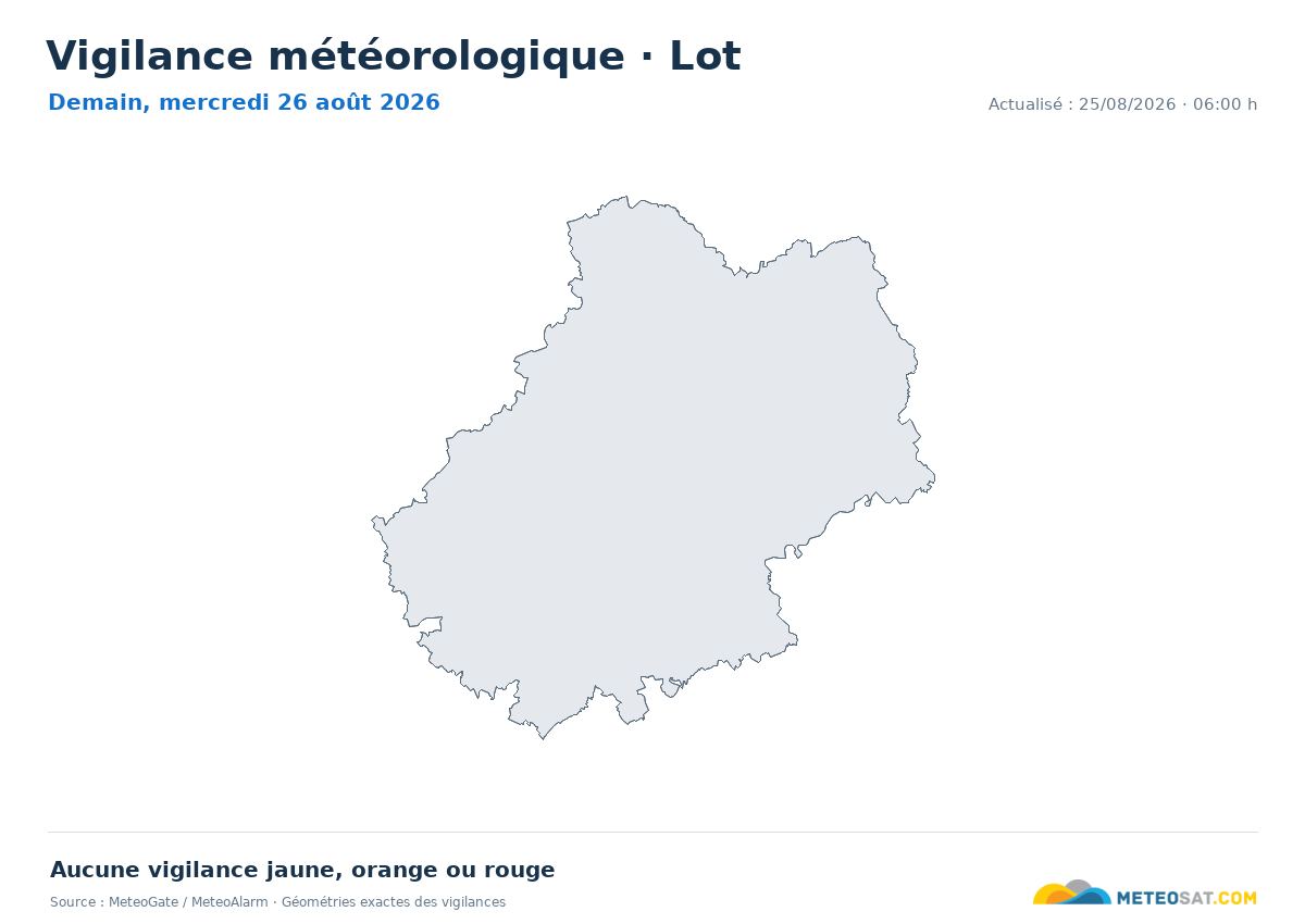 Carte de Vigilance météorologique dans Lot
