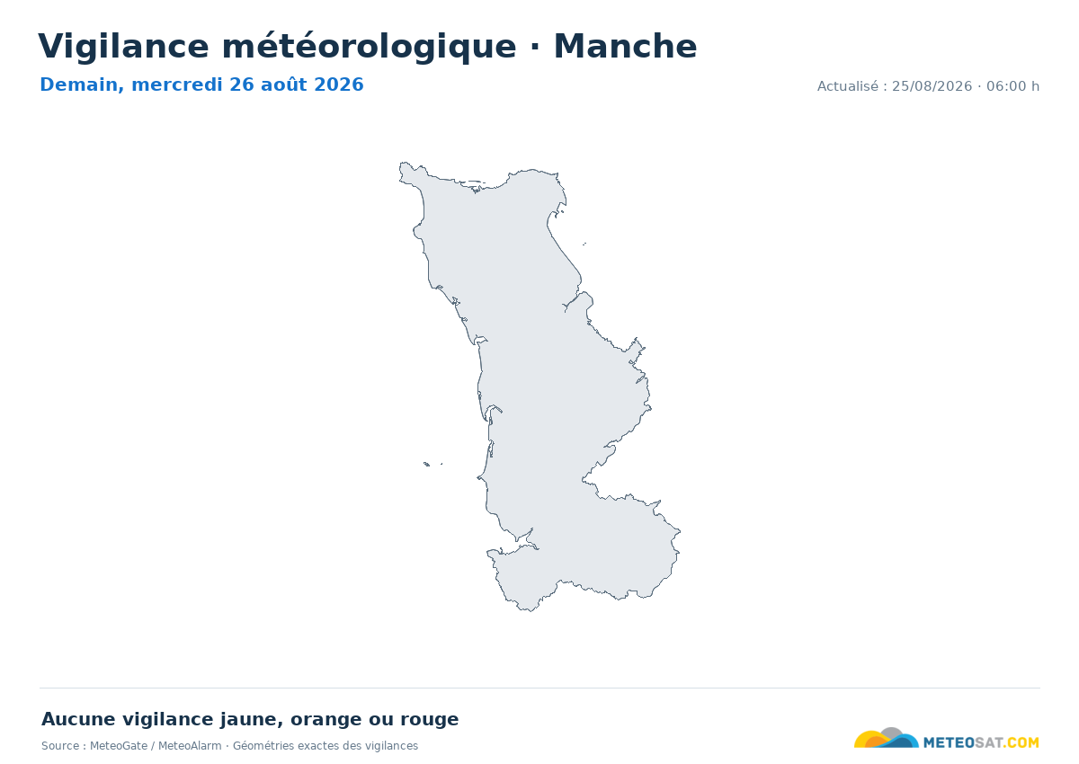 Carte de Vigilance météorologique dans Manche