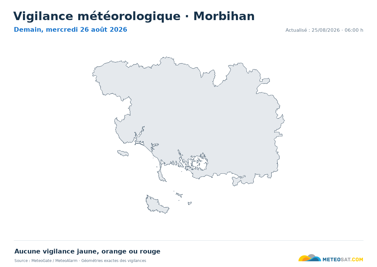Carte de Vigilance météorologique dans Morbihan