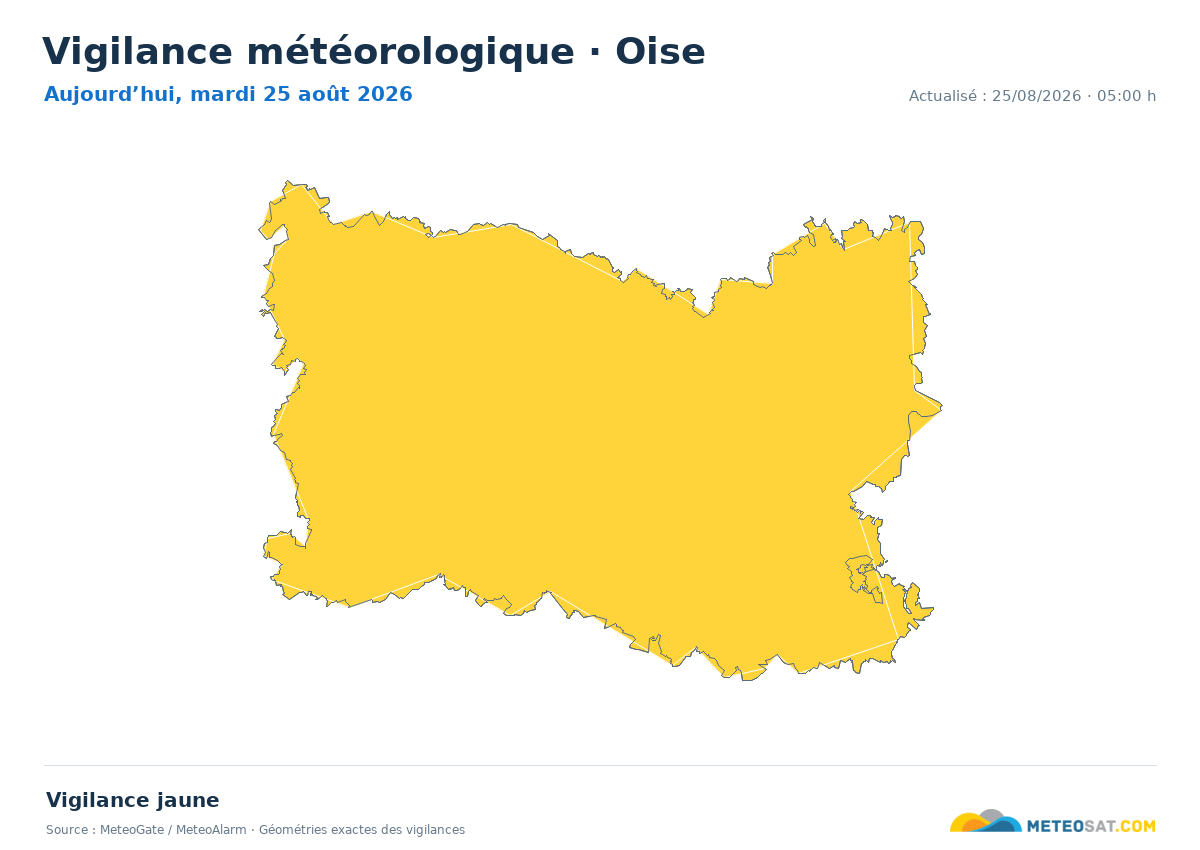 Carte de Vigilance météorologique dans Oise